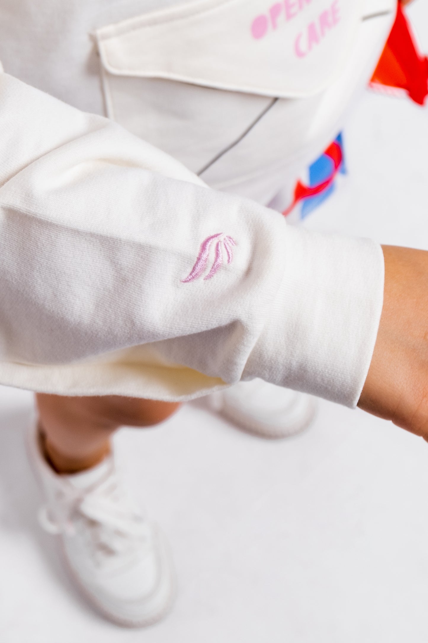 Solid Hoodie Sweatshirt with 3D Interactive (Envelope) Pocket Embellishment - Ecru