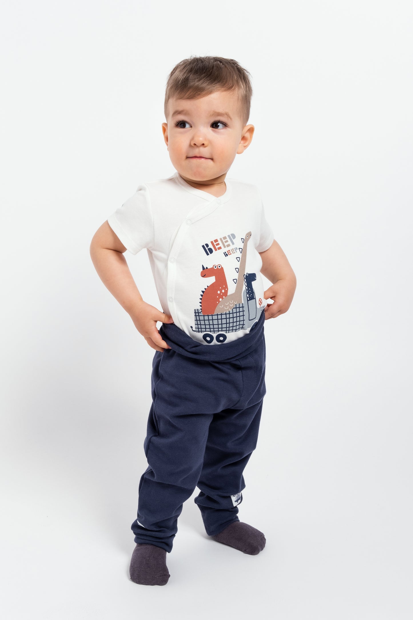 Short Sleeve Dino Adventure Bodysuit - Ecru