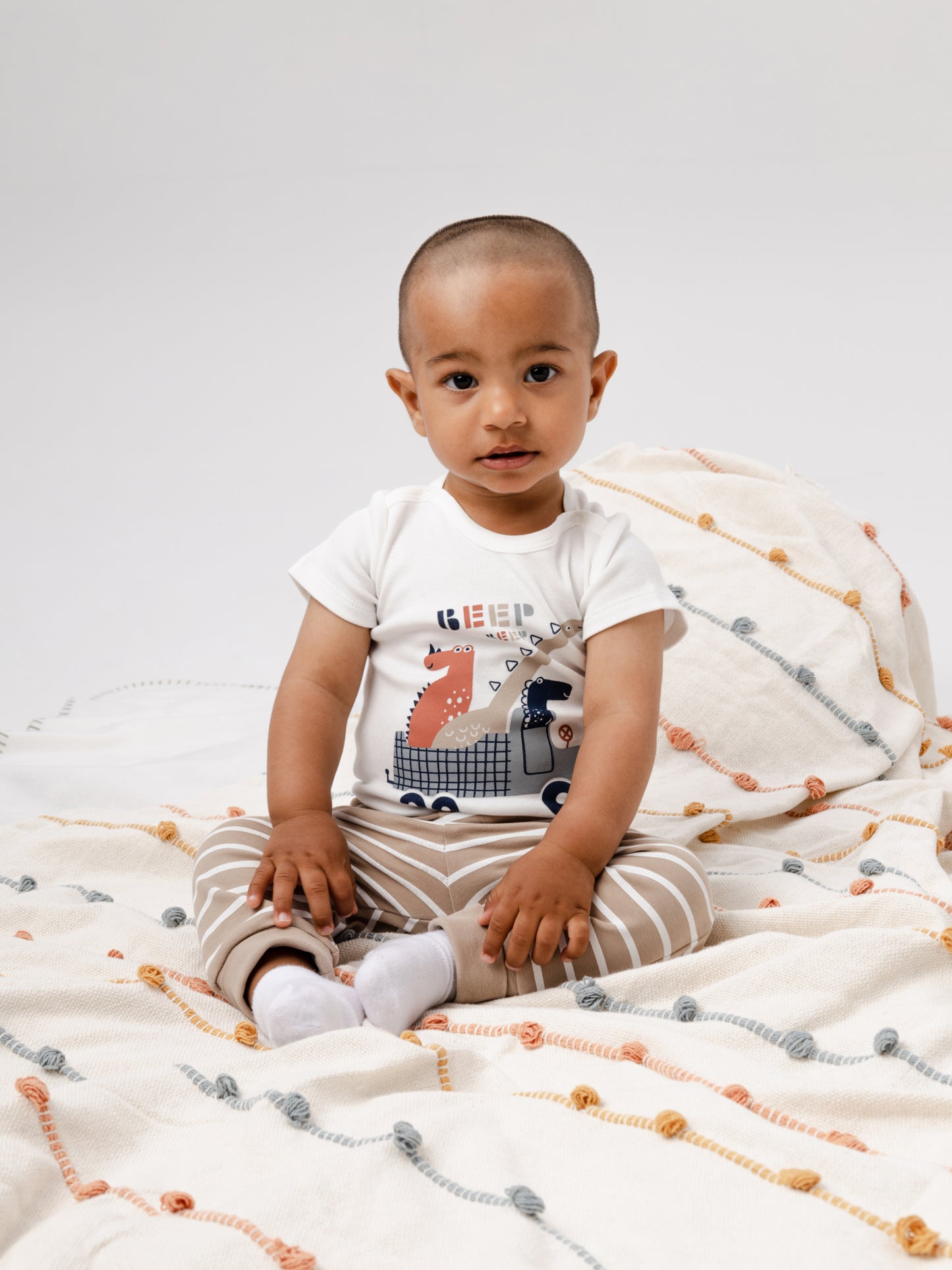 Short Sleeve Dino Adventure Bodysuit - Ecru