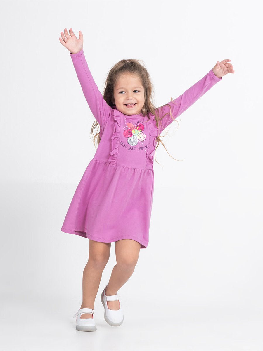 Girls Purple Dress with Flower Print