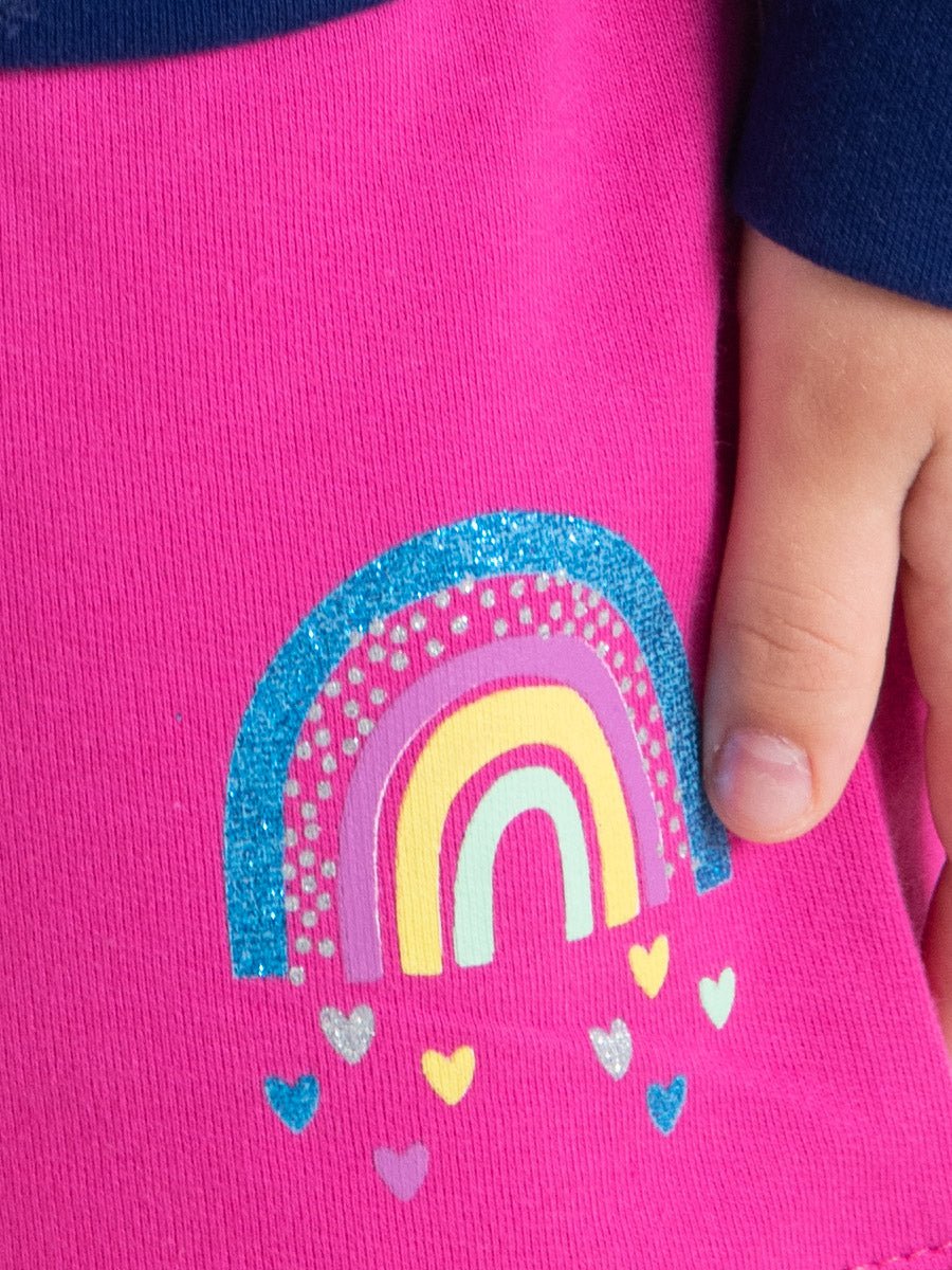 Girl Raspberry Skirt with Rainbow Print