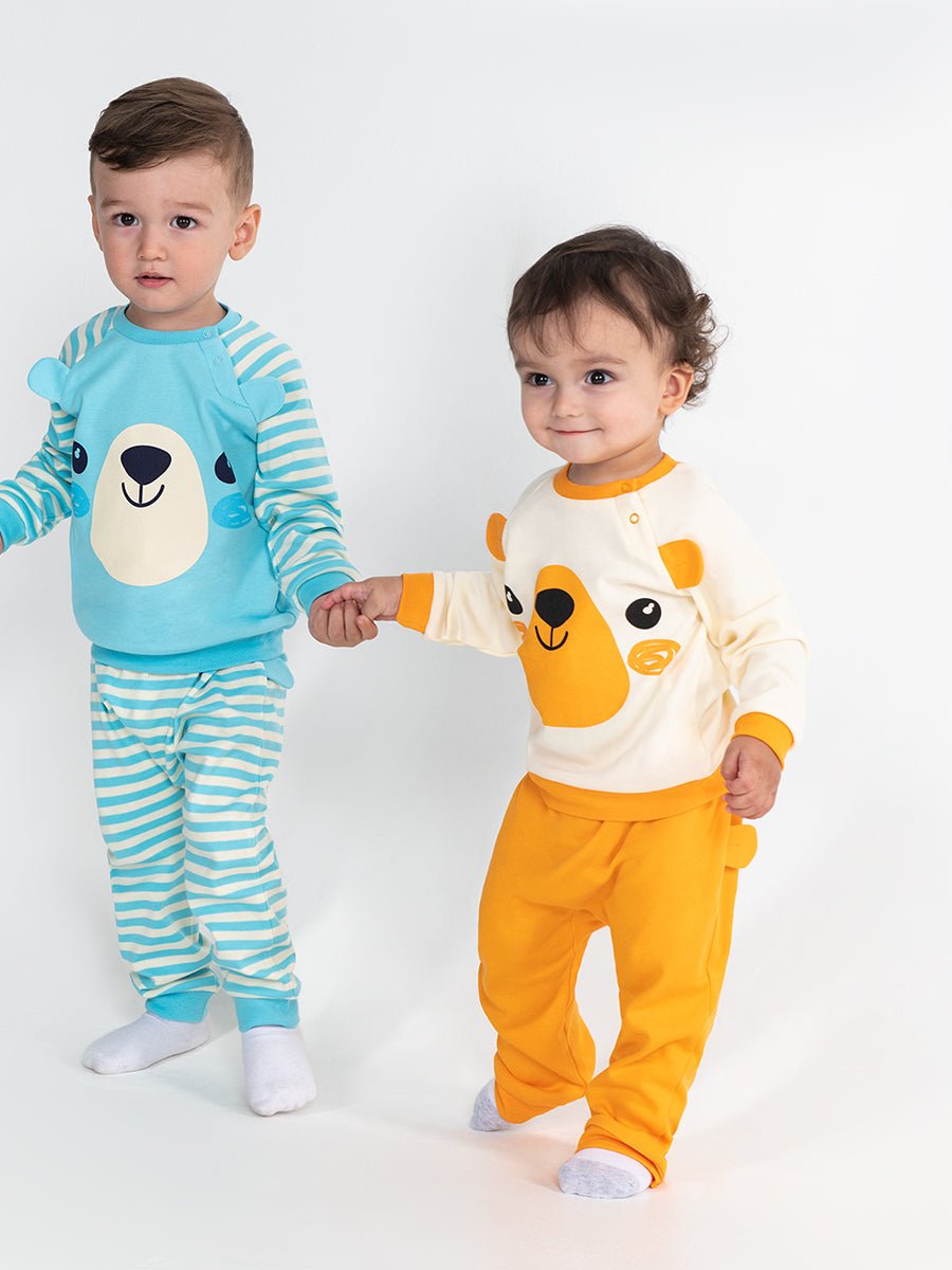 CWNB 62832-21-285 - Cherubino baby boys ecru sweatshirt with bear face print - model2