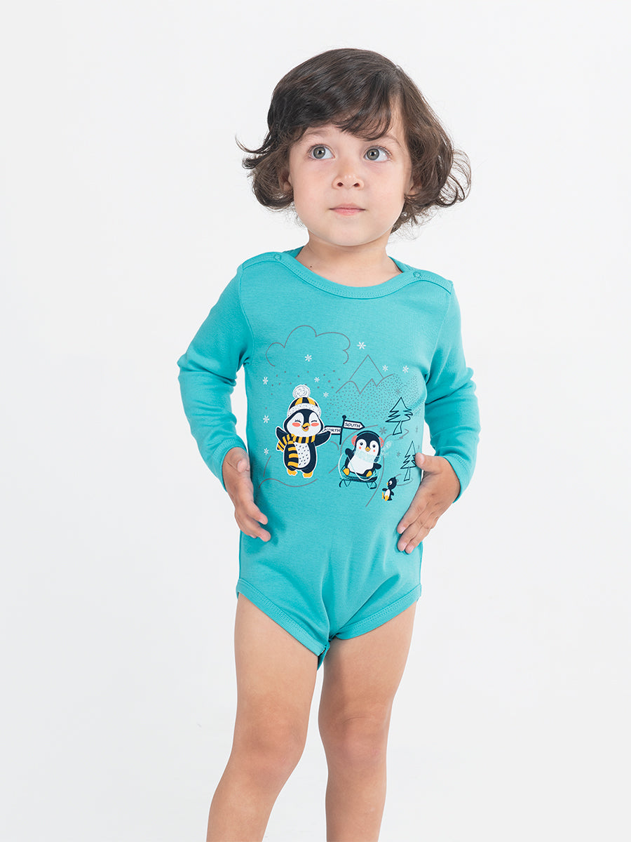 Newborn Baby Boys Atlantis Bodysuit with Penguin Friends Print