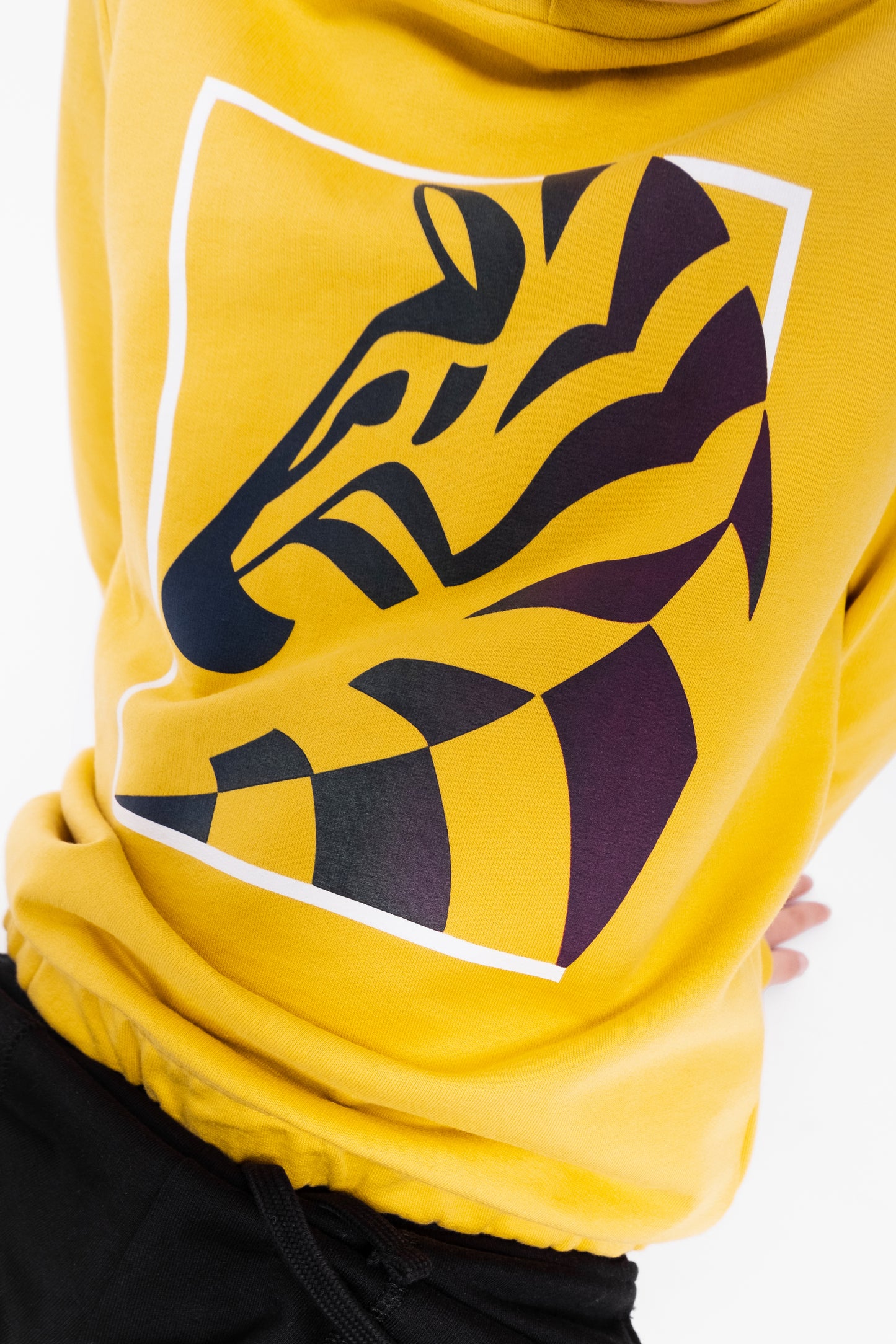 Hoodie Sweatshirt with (Zebra) Reflective Graphic - Yellow