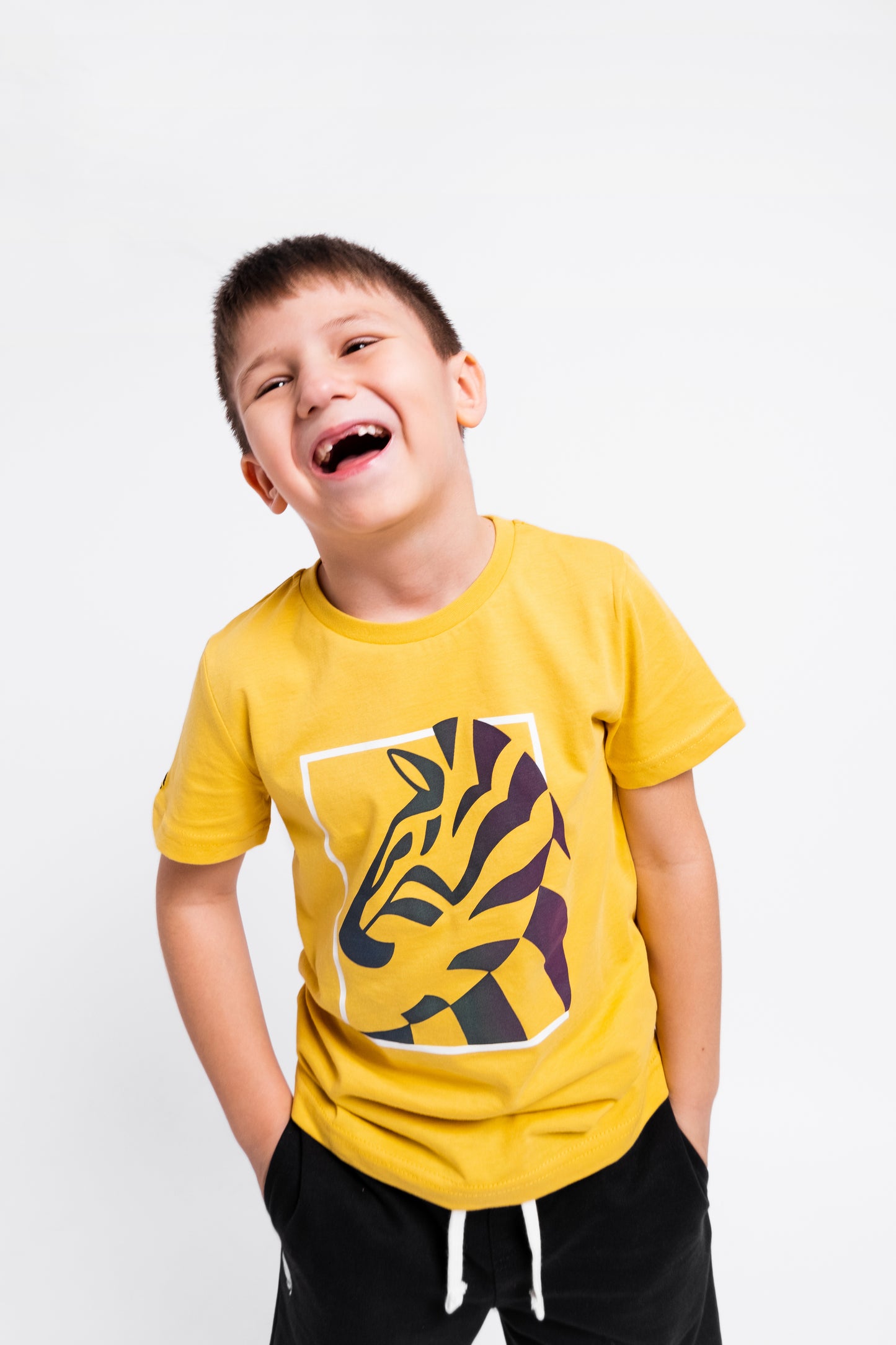 Short Sleeve T-Shirt with (Zebra) Reflective Graphic - Yellow