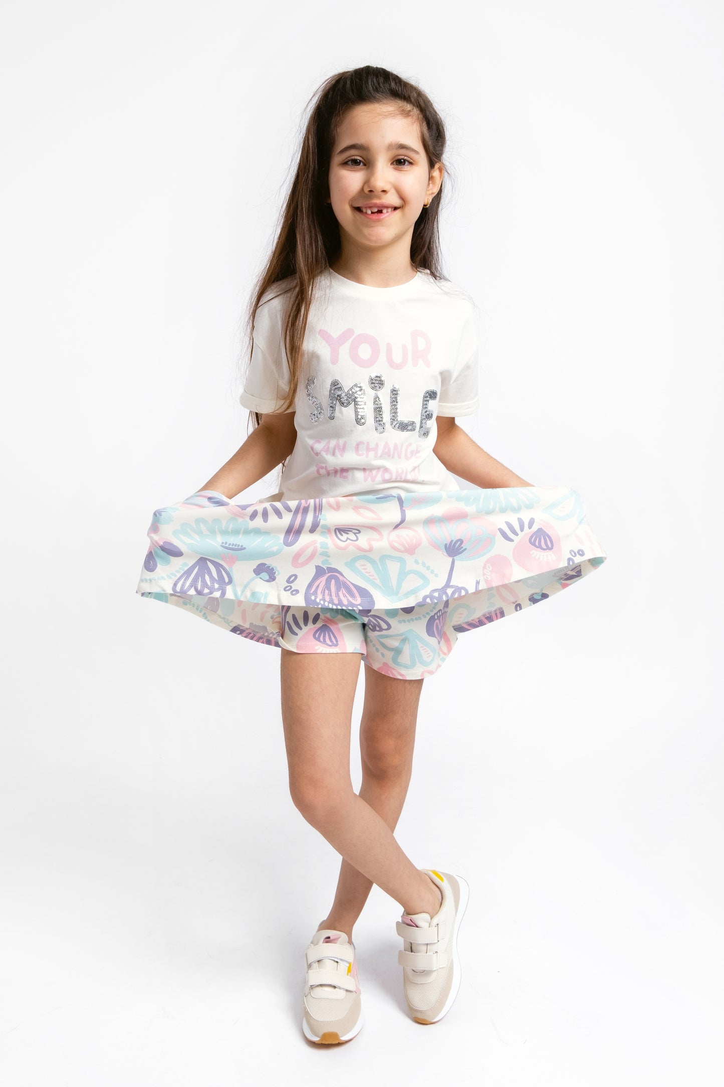 Cherubino "Playful Twirl" Watercolor Floral Skort for Girls