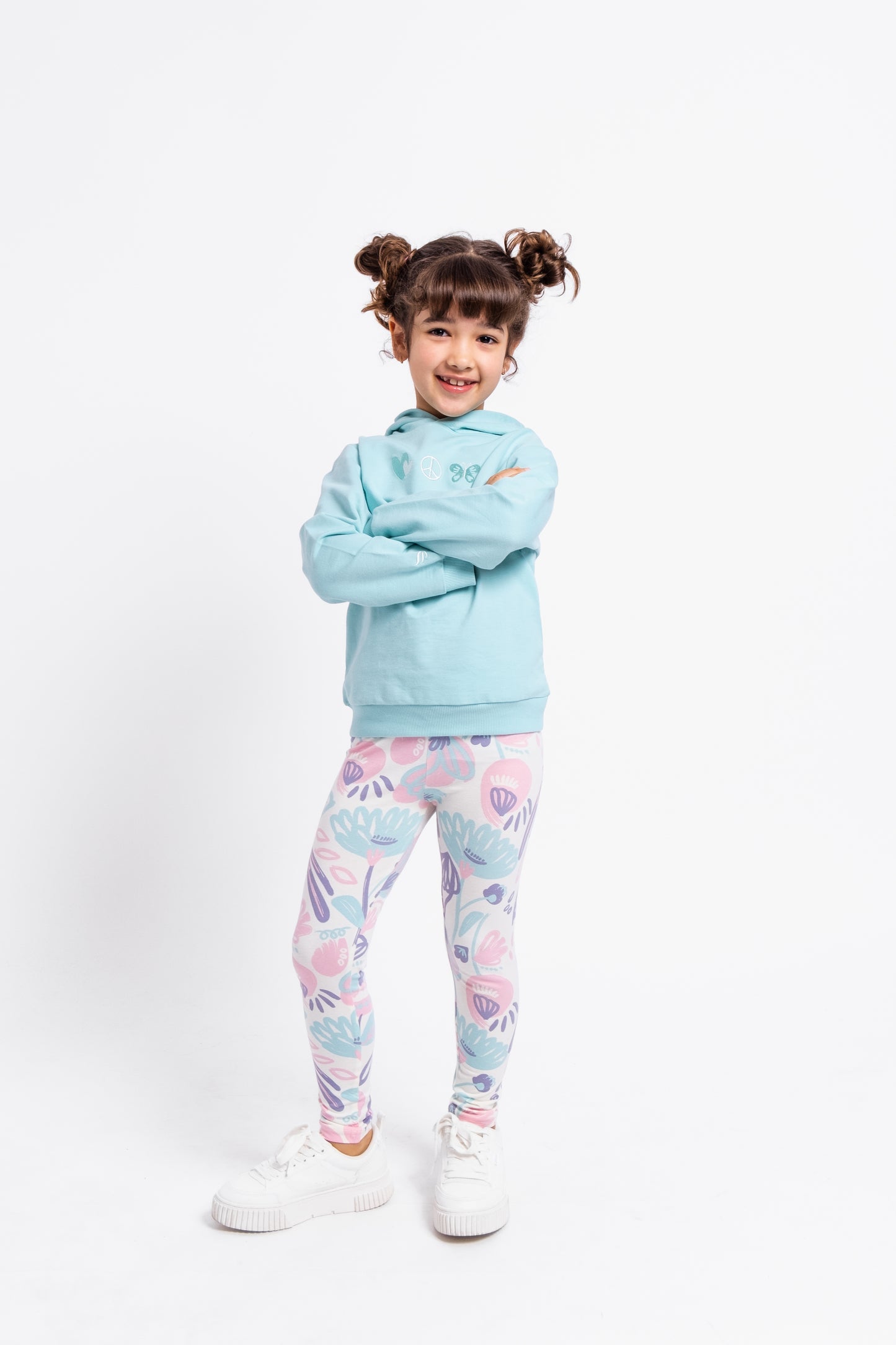 Cherubino "Soft Petals" Cozy Watercolor Floral Leggings for Girls