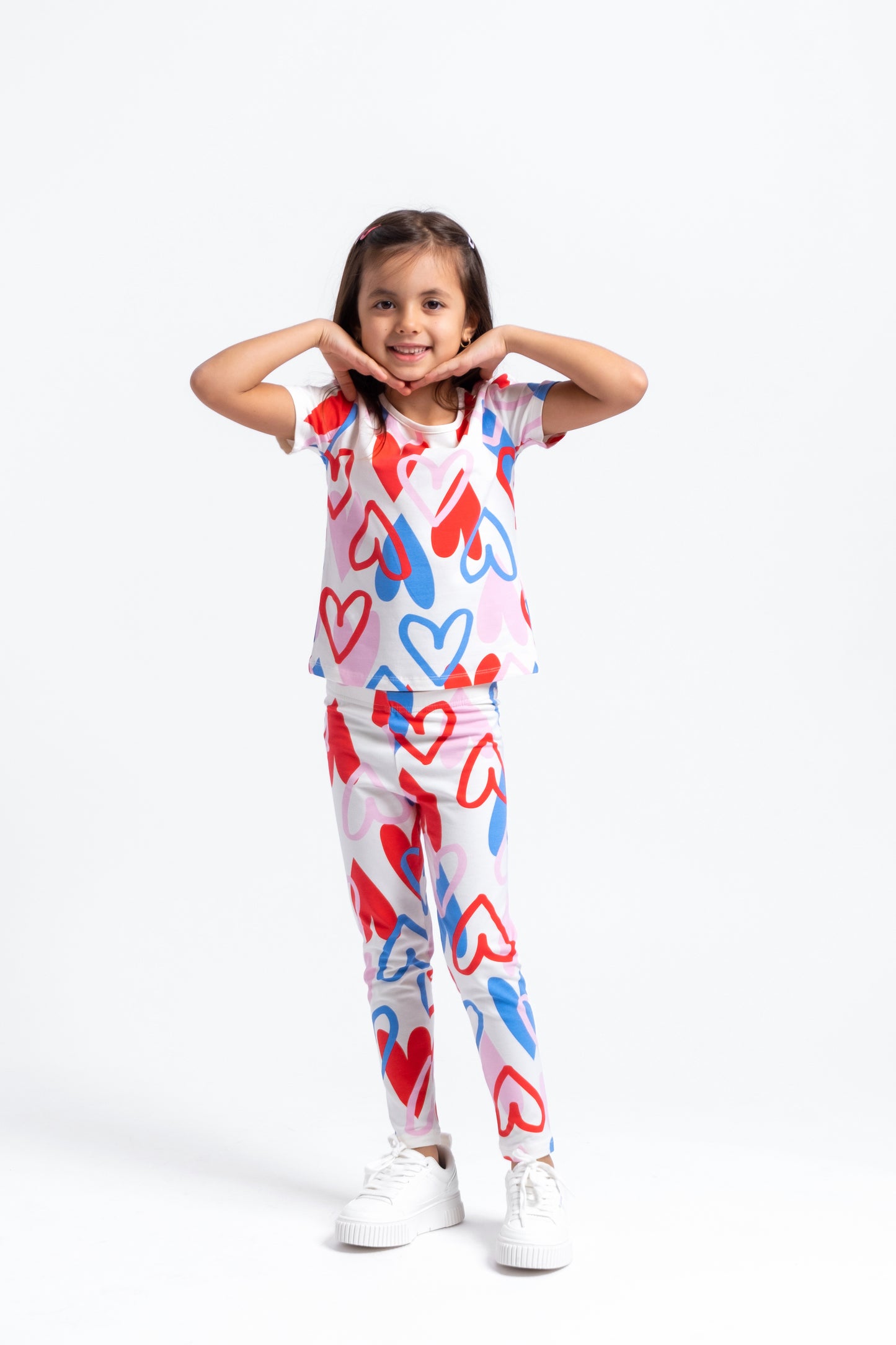 Patterned Short Sleeve T-Shirt (in Heart Graffiti) - Multicolor