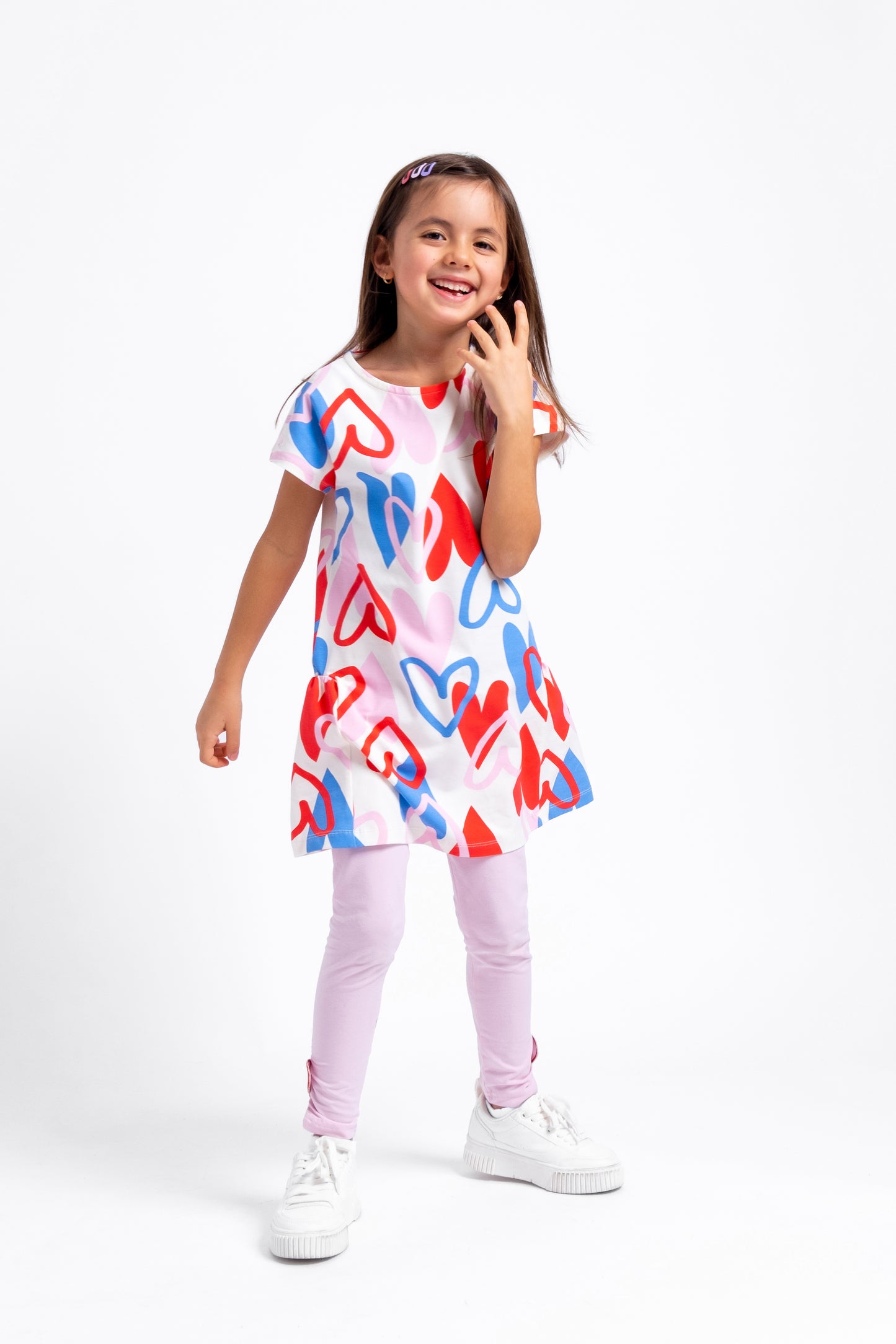 Cherubino Girls' Cupid's Charm Heart-Print A-Line Dress - Perfect for Valentine's Day