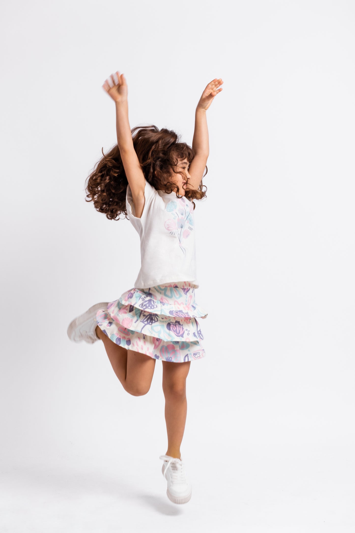 Cherubino Ruffled Floral Fantasy Skirt for Girls