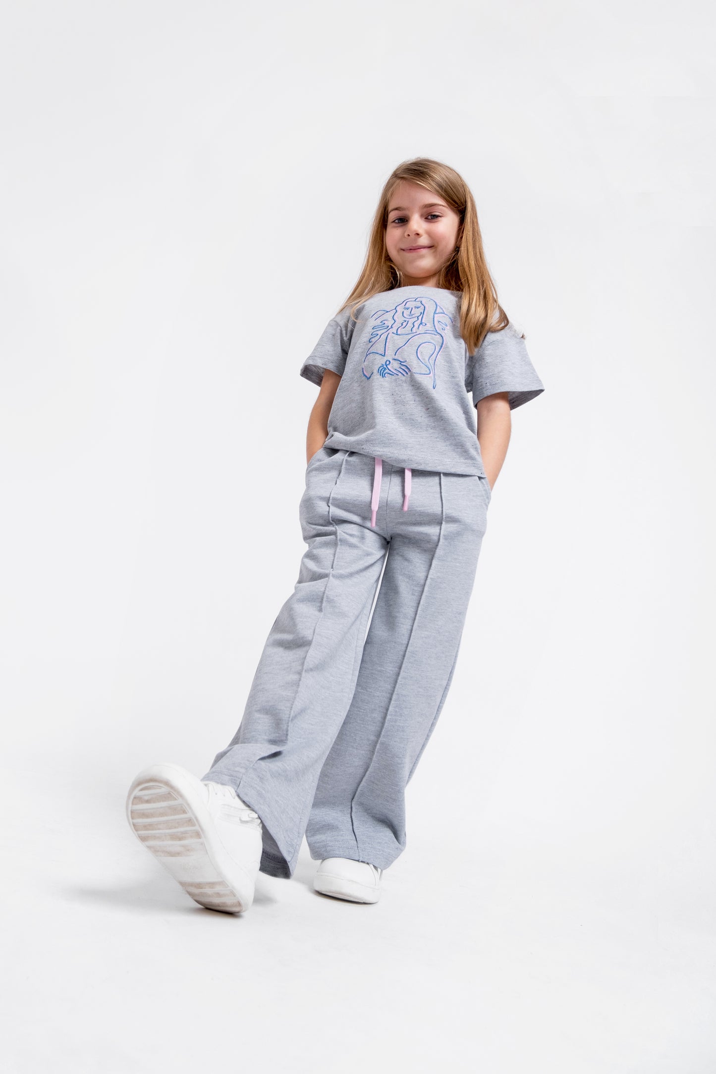 Solid Wide Leg Sweatpants - Grey