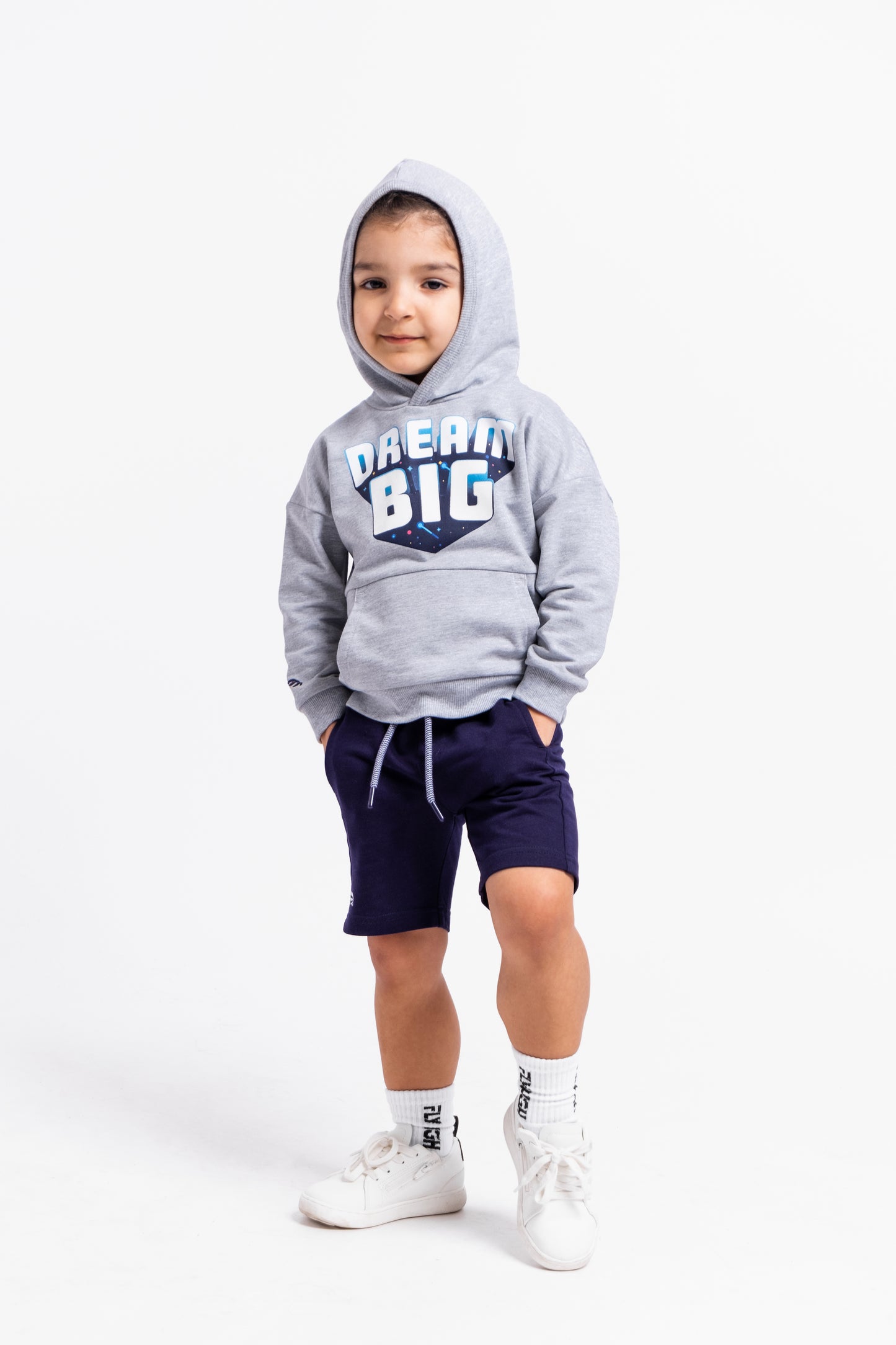 Hoodie Sweatshirt with (Dream Big) Glow-in-the-Dark Phrase - Grey