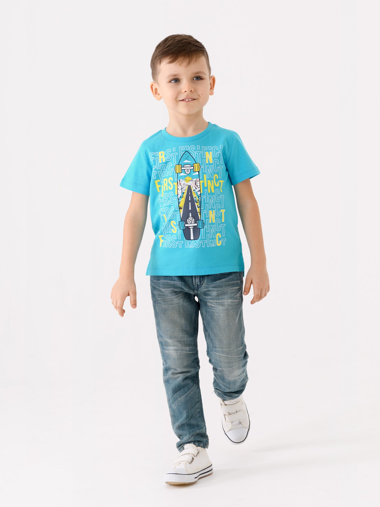 Cherubino Boys' Skateboard Graphic T-Shirt – Fun & Stylish Tees for Back to School - Blue