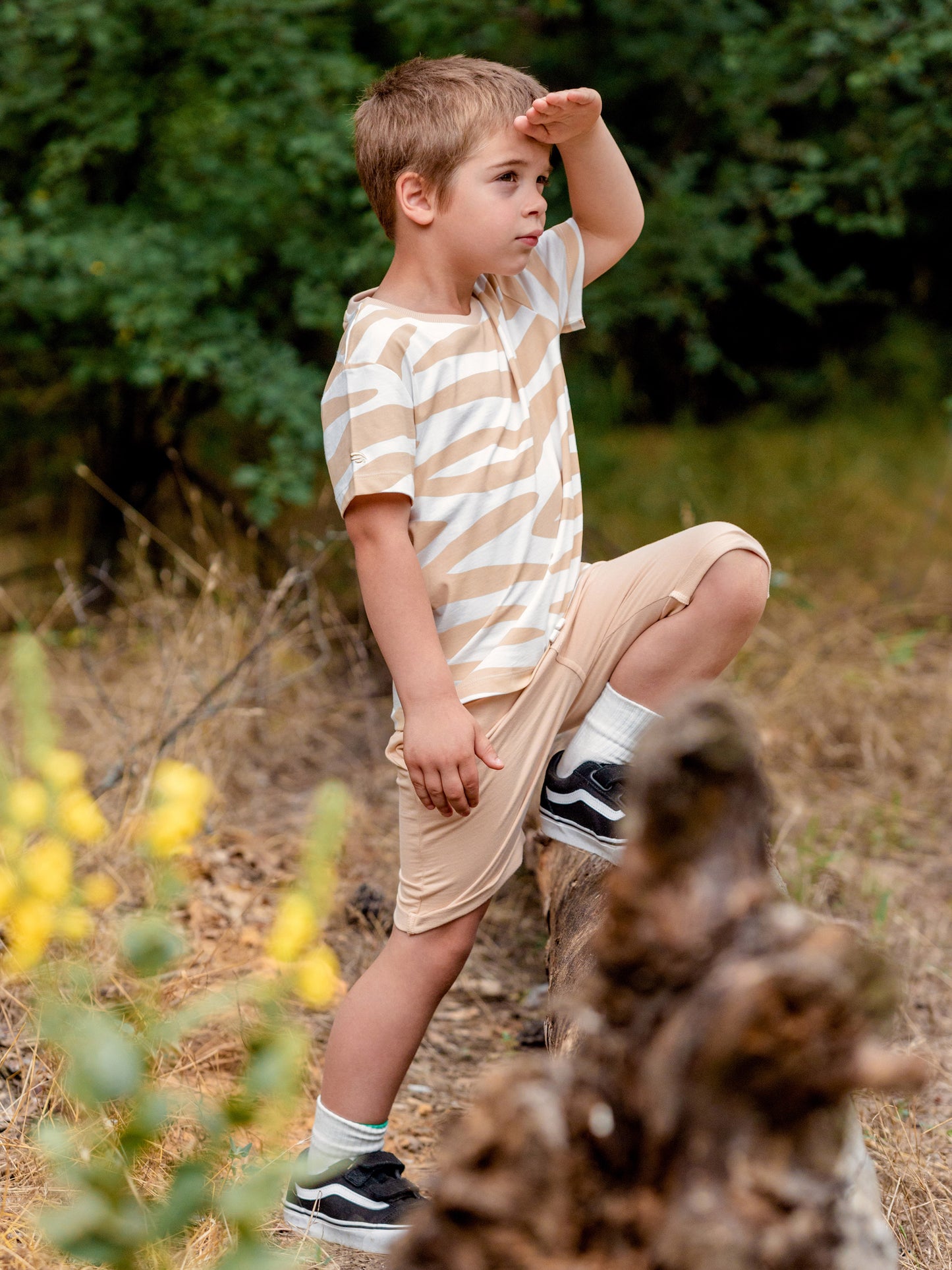 Short Sleeve T-Shirt in (Neutral Zebra) Pattern - Ecru