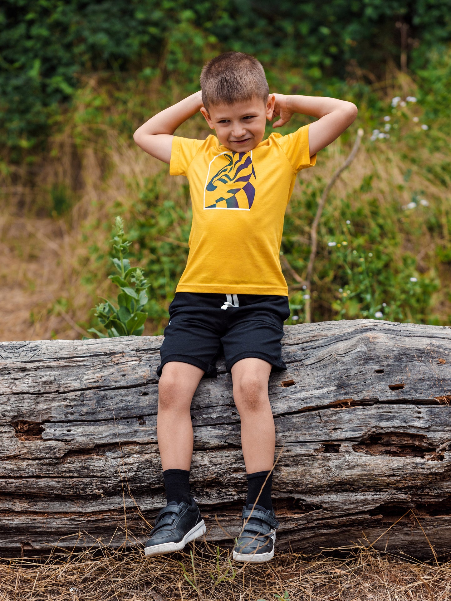 Short Sleeve T-Shirt with (Zebra) Reflective Graphic - Yellow