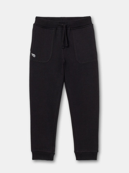 Solid Stitched Pocket Joggers with Drawstring Waistband - Black