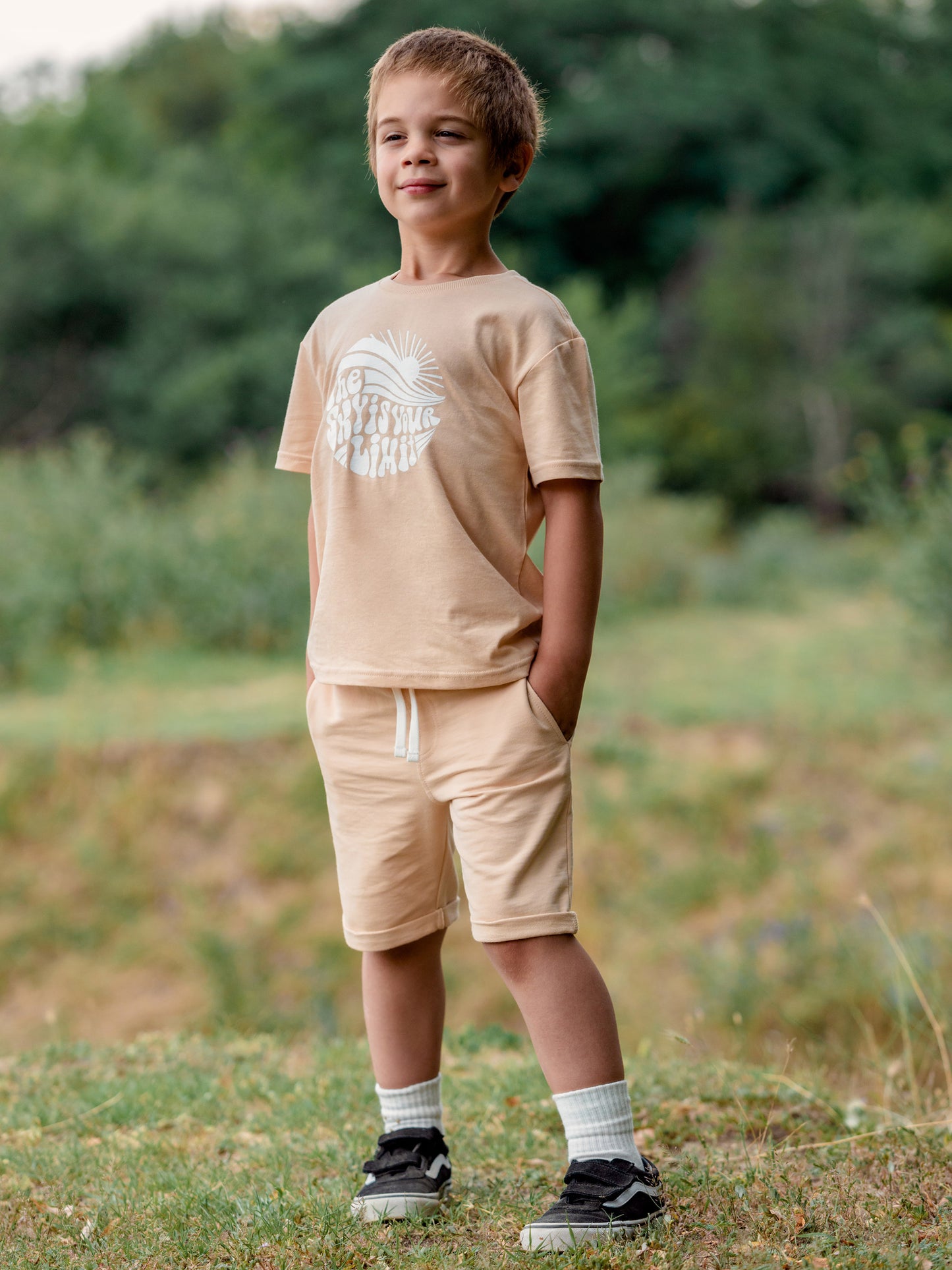 Solid Pocket Shorts with Drawstring Waistband - Brown