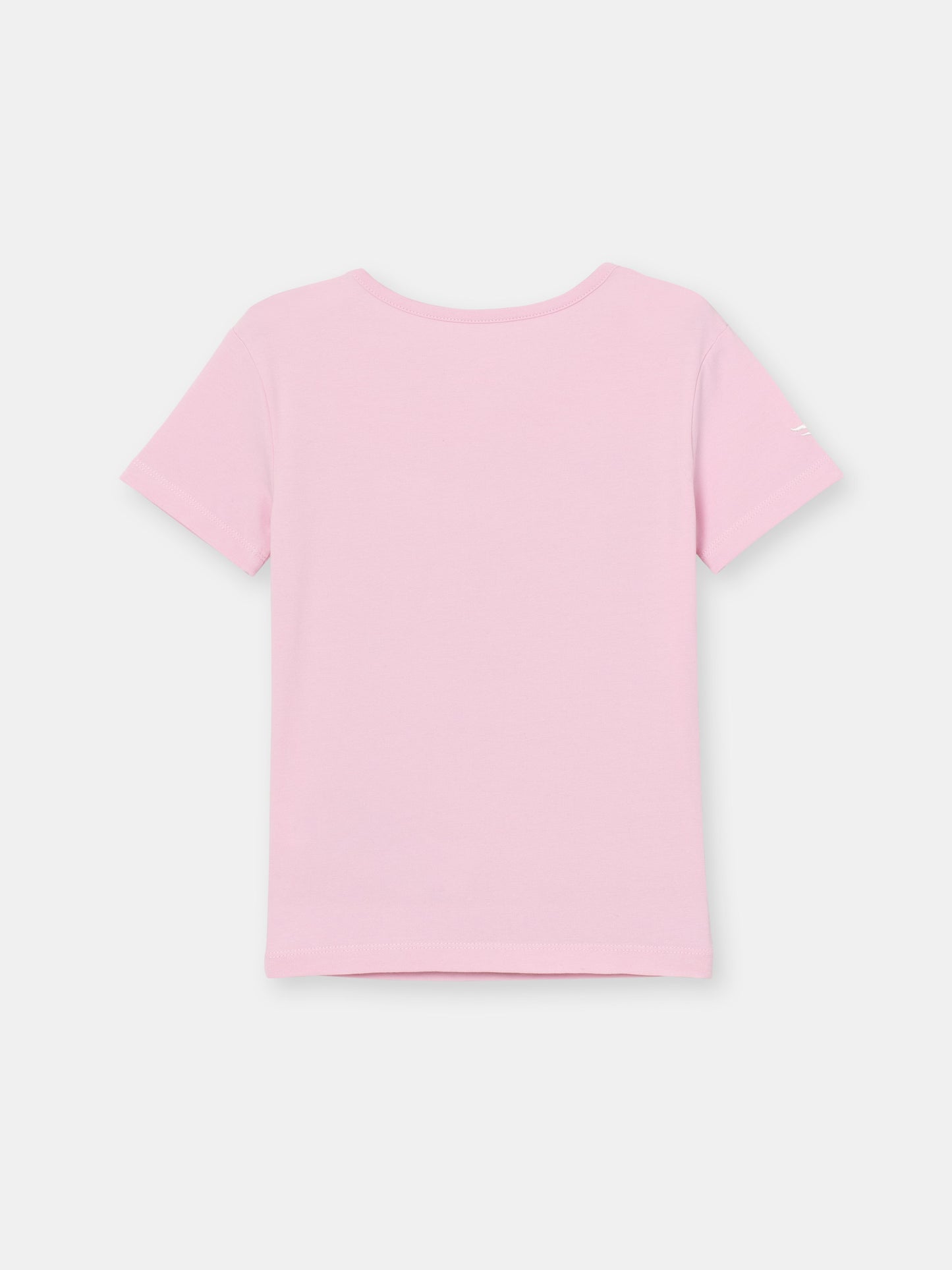 Short Sleeve T-Shirt with (Heart) Graphic and Emboidery - Pink