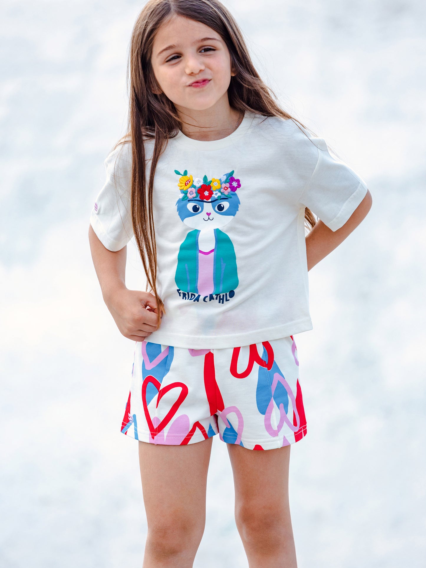 Cherubino "Frida Cathlo" Embroidered T-Shirt for Girls