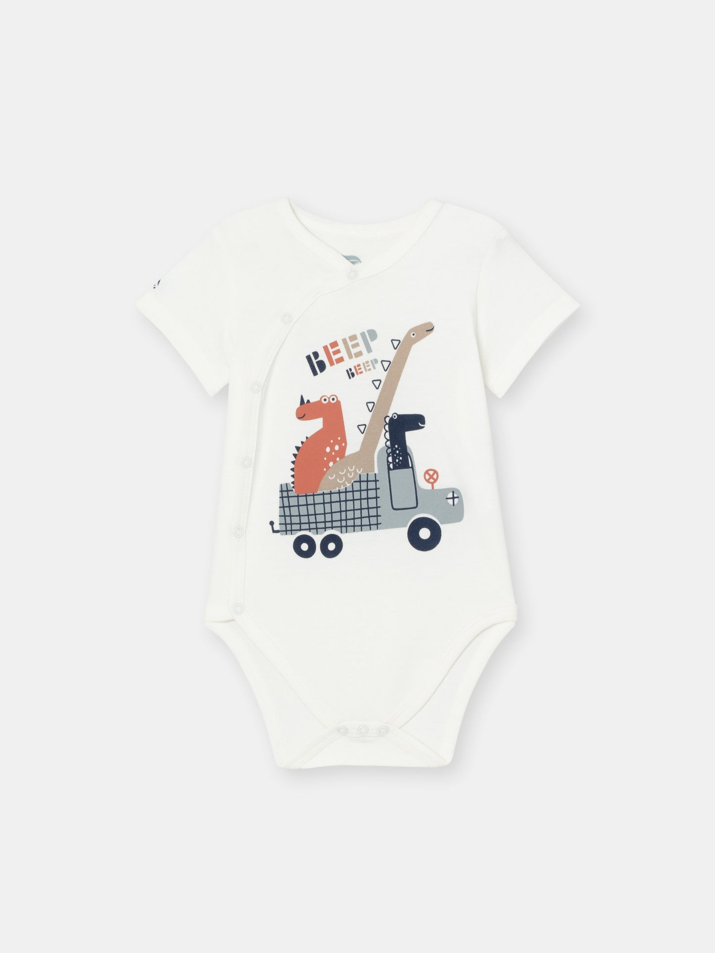 Short Sleeve Dino Adventure Bodysuit  - Ecru