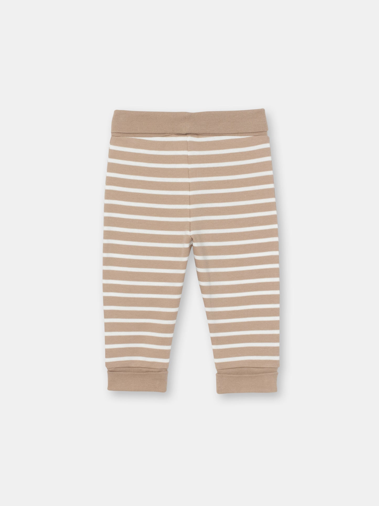 Waistband Joggers with Adjustable Cuffs in (Mini Stripe) Pattern - Brown