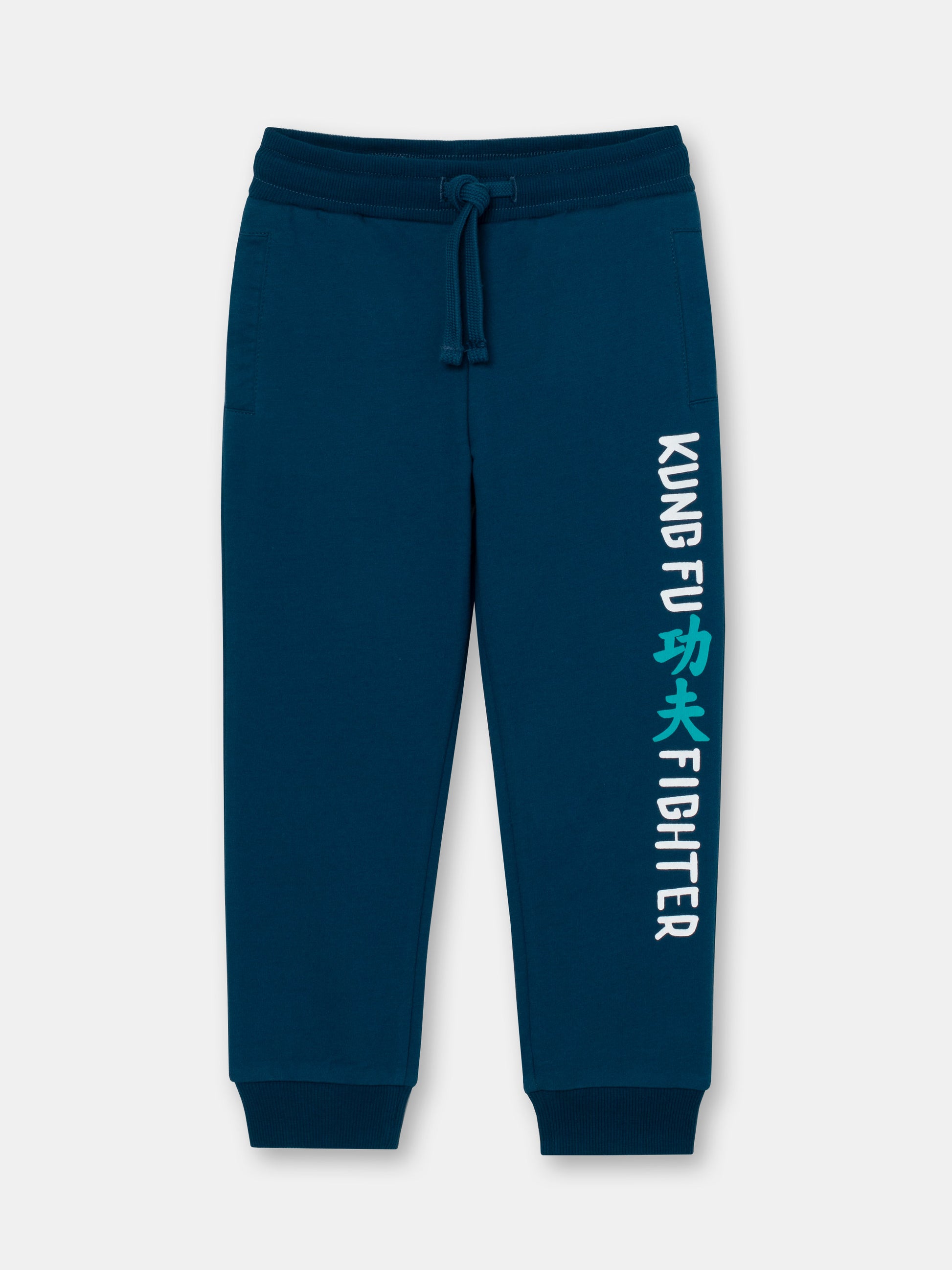 CWKB 70075-39-283 - Cherubino boys emerald pants with kung fu print - front