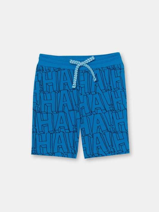 CWKB 70083-42-297 - Cherubino boys azure blue shorts with haha print - front