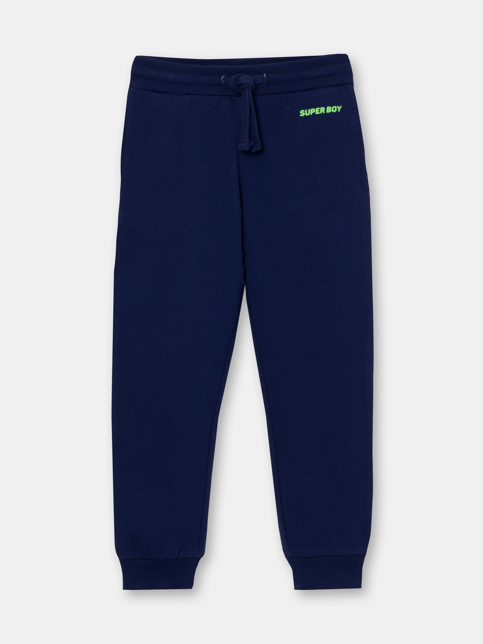 CWKB 70084-41-297 - Cherubino boys dark blue pants with super boy print - front