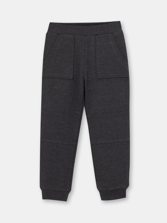 Boys Grey French Terry Pants with Pockets