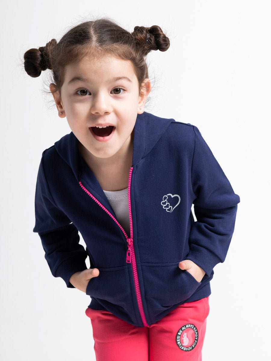 Girls Dark Blue Hoodie with Sparkling Unicorn Print