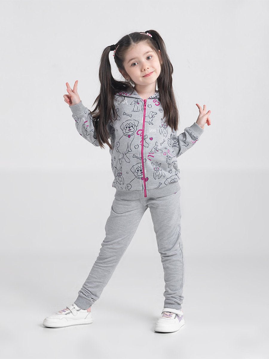 Girls Grey Pants with Sunshine Embroidery