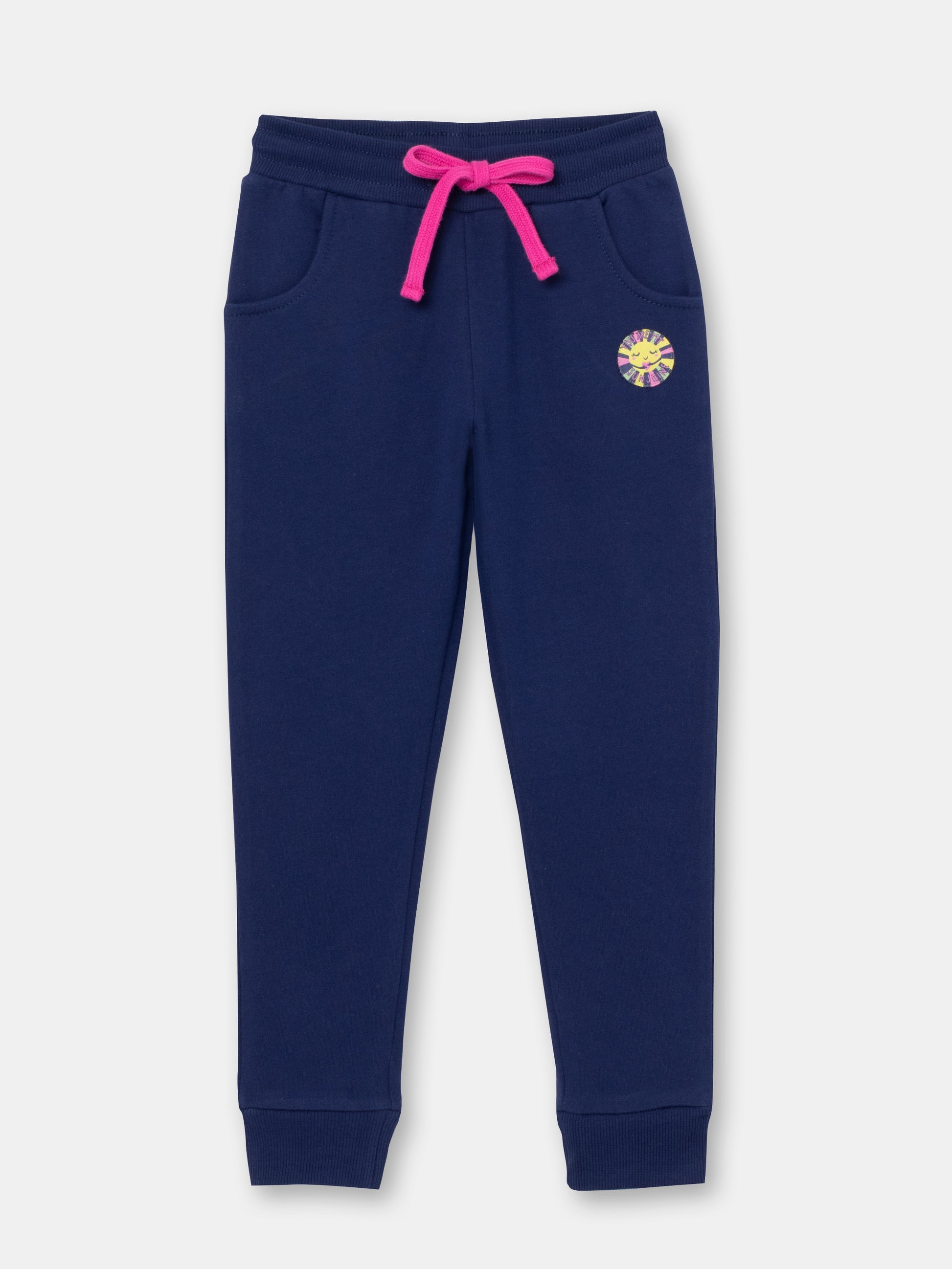 CWKG 70072-41-282 - Cherubino girls dark blue pants with sunshine embroidery - front