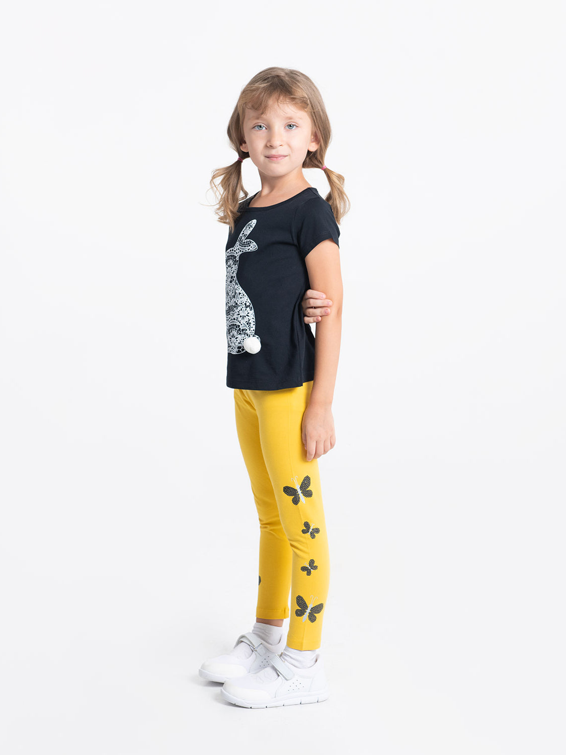 Cherubino Girls' Butterfly Print Leggings in Yellow - Perfect for School and Play