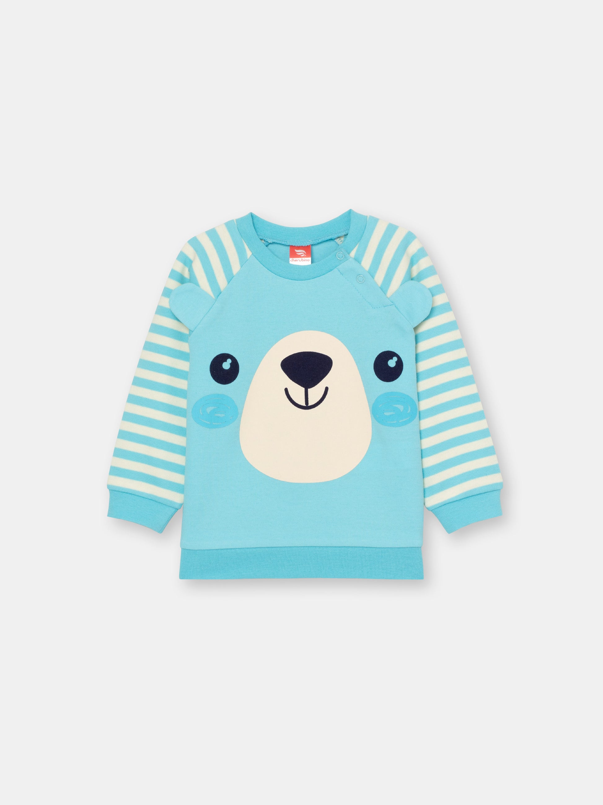 CWNB 62832-43-285 - Cherubino baby boys atlantis sweatshirt with bear face print - front