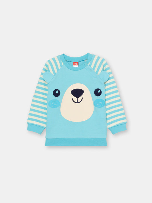 CWNB 62832-43-285 - Cherubino baby boys atlantis sweatshirt with bear face print - front