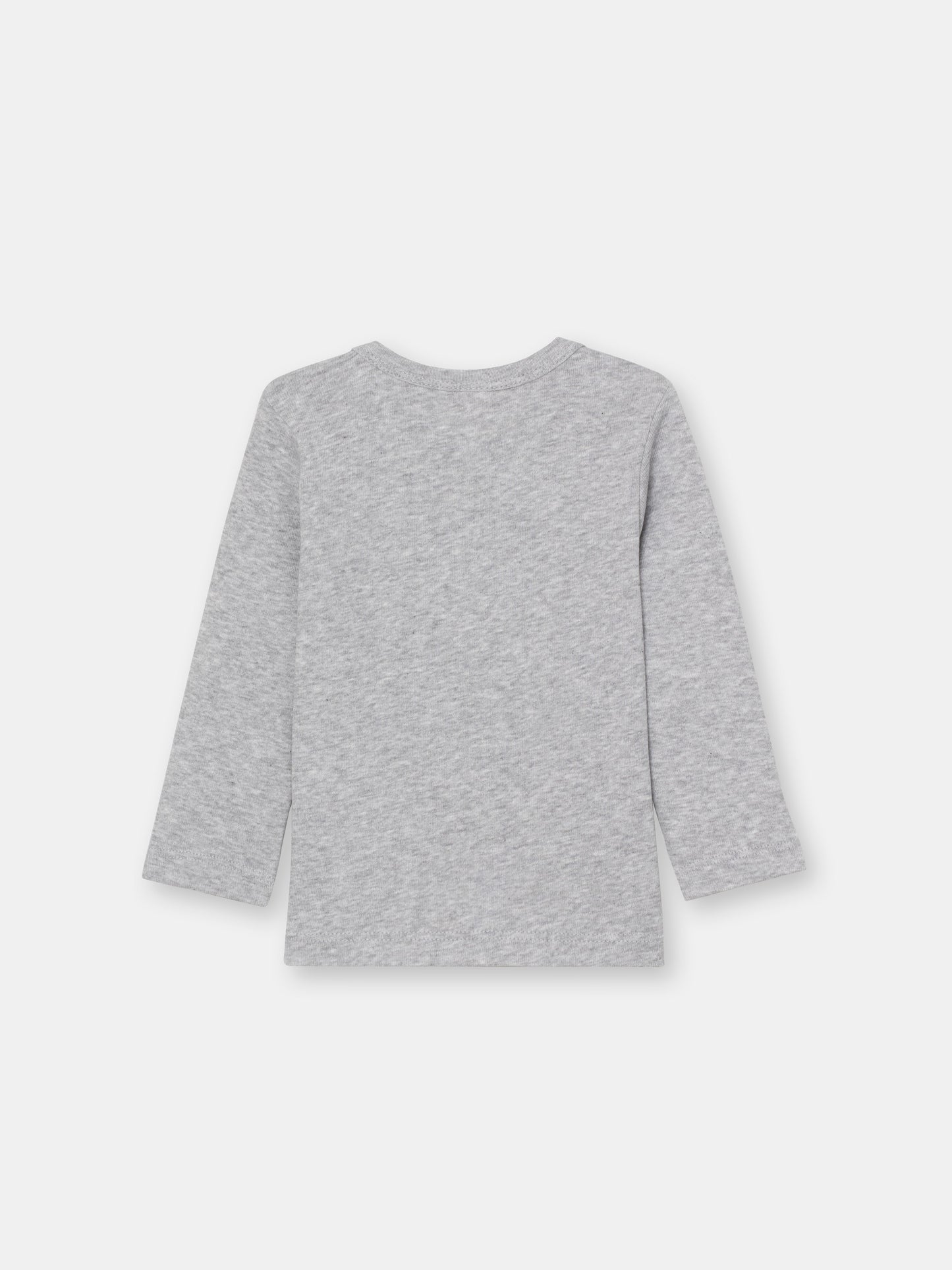 CWNB 62879-11-289 - Cherubino baby boys light grey melange long sleeve t-shirt with penguin jump print - back