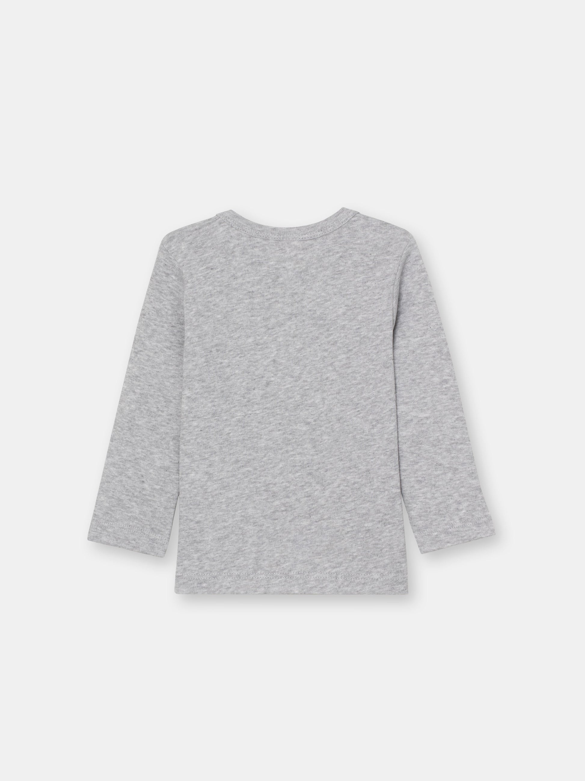 CWNB 62879-11-289 - Cherubino baby boys light grey melange long sleeve t-shirt with penguin jump print - back