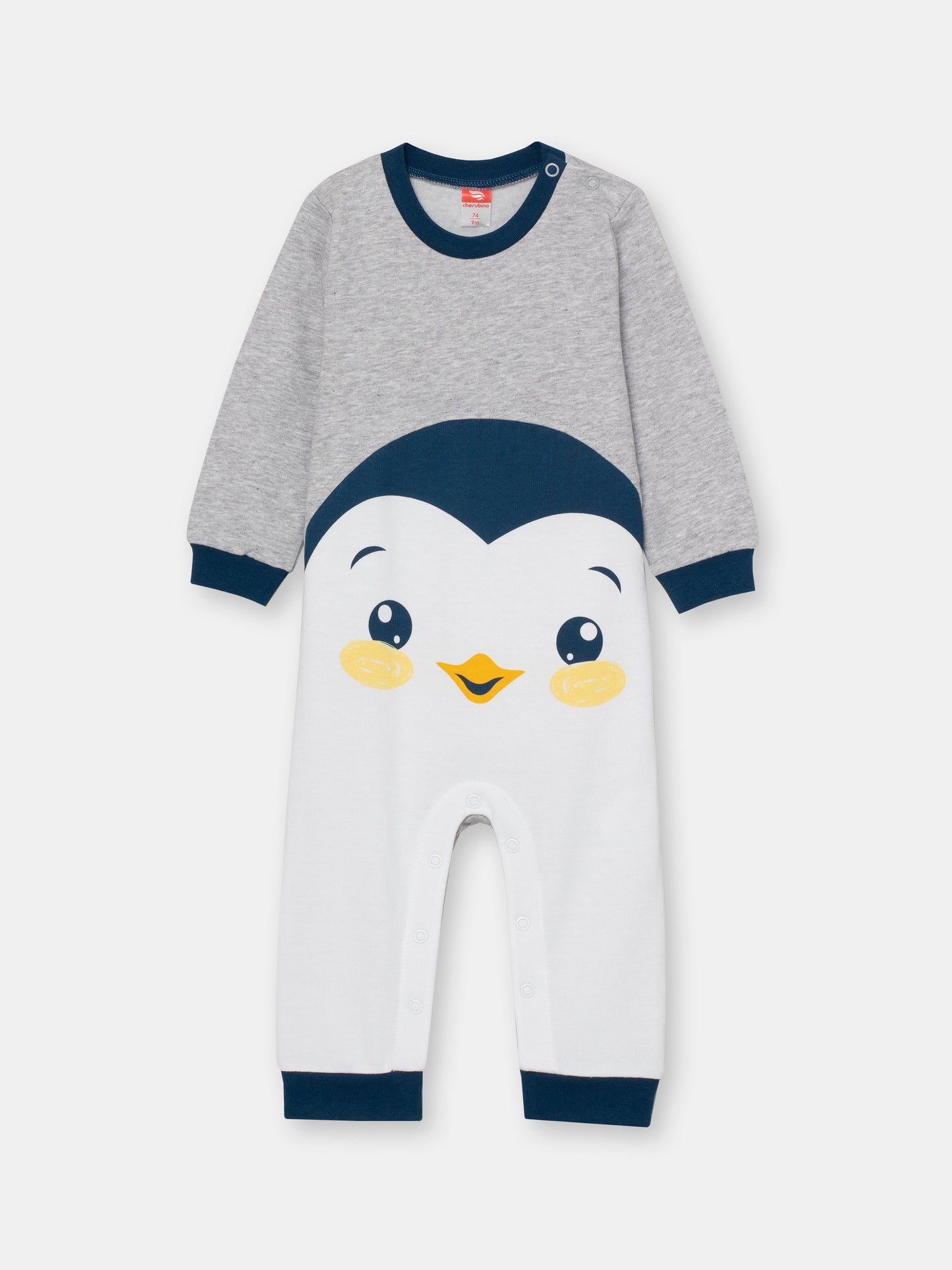 Newborn Baby Boys Grey Bodysuit with Penguin Print